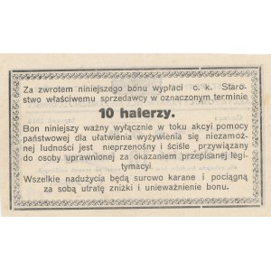 Galicja, Żydaczów - C. K. Starostwo, Akcja pomocy państw dla niezamożnej ludności, 10 halerzy, 01.1918