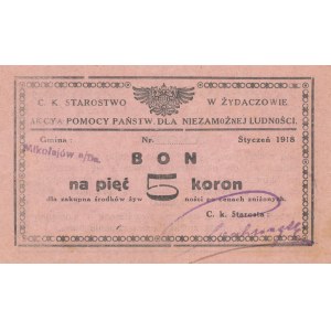 Galicja, Żydaczów - C. K. Starostwo, Akcja pomocy państw dla niezamożnej ludności, 5 koron 01.1918