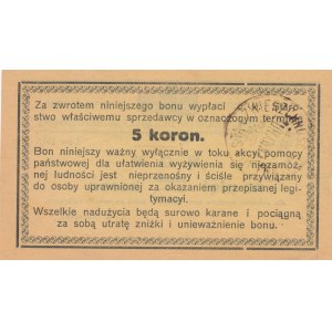 Galicja, Żydaczów - C. K. Starostwo, Akcja pomocy państw dla niezamożnej ludności, 5 koron 02.1918
