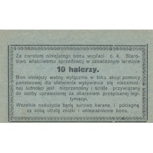 Galicja, Żydaczów - C. K. Starostwo, Akcja pomocy państw dla niezamożnej ludności, 10 halerzy, 04.1918