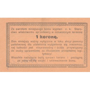 Galicja, Żydaczów - C. K. Starostwo, Akcja pomocy państw dla niezamożnej ludności, 1 korona 04.1918