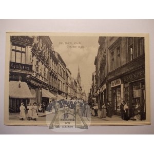 Bytom, Beuthen, ulica Gliwicka, przechodnie, ok. 1920