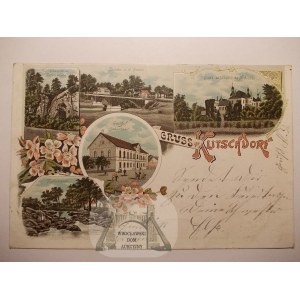 Kliczków k. Bolesławiec, zamek, browar, litografia 1899