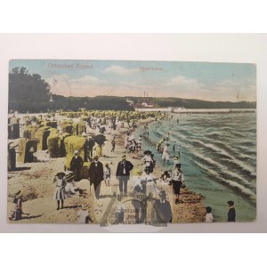 Sopot, Zoppot, kuracjusze na plaży, 1914
