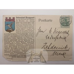 Sopot, Zoppot, reklama uzdrowiska, herb 1911