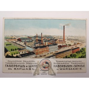Varšava, pivovar Haberbusch a Schiele, litografia, odoslaná z pivovaru, asi 1910