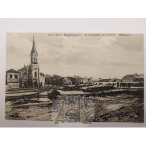 Grajewo, Rynek, kościół, ok. 1915