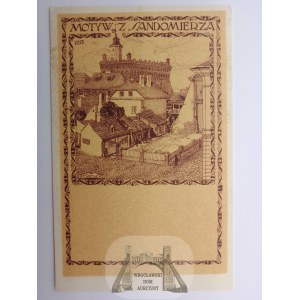 Sandomierz, widok na ratusz, graficzna, 1913