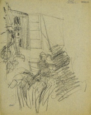 Wojciech WEISS (1875-1950), Rodzice artysty przed domem w Kalwarii