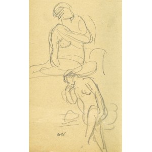 Wojciech WEISS (1875-1950), Skizze eines weiblichen Aktes in zwei Ansichten