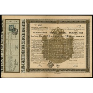 Serbia, obligacja premiowa na 10 franków w złocie, 3/15 lipca 1888, Belgrad