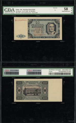 Polsko, 20 zlotých, 1.07.1948