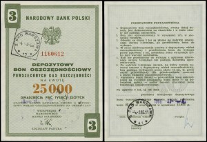 Polsko, poukázka na spořicí vklad na částku 25 000 PLN, nedatovaná.
