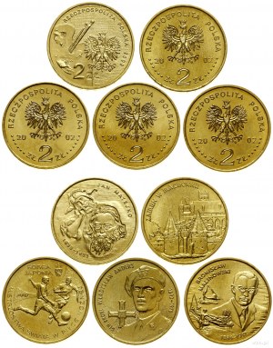Poland, set of 5 x 2 gold, 2002, Warsaw