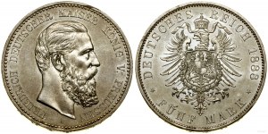 Německo, 5 marek, 1888 A, Berlín