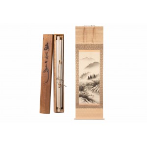 Kakemono hanging - monochromatic mountain landscape