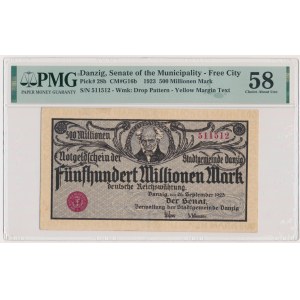 Danzig, 500 Millionen Mark 1923 - Cremedruck - PMG 58