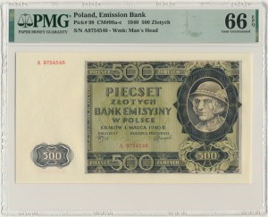 500 zloty 1940 - A - PMG 66 EPQ