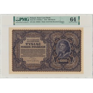 1.000 Mark 1919 - III Serie AL - PMG 64 - breite Nummerierung