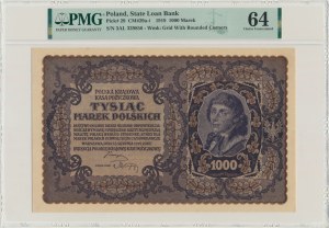 1.000 marek 1919 - III Serja AL - PMG 64 - szeroka numeracja
