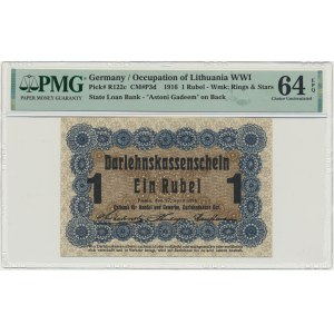 Poznaň, 1 rubl 1916 - krátká doložka (P3d) - PMG 64 EPQ