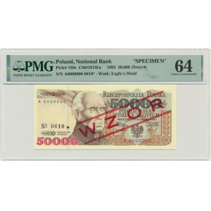 50,000 zl 1993 - MODEL - A 0000000 - No.0610 - PMG 64.