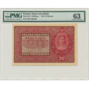 20 marques 1919 - Deuxième série DW - PMG 63