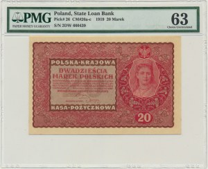 20 marks 1919 - Second Series DW - PMG 63