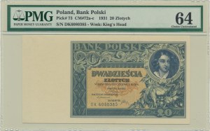 20 złotych 1931 - DK. - PMG 64