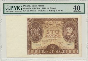 100 Zloty 1934 - Ser.C.D. - ohne zusätzliche znw. - PMG 40