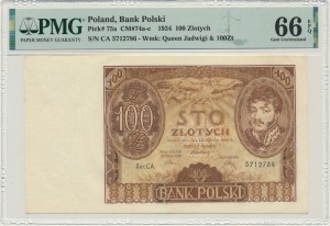 100 zloty 1934 - Ser.C.A. - without additional znw. - PMG 66 EPQ