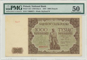 1,000 zloty 1947 - F - PMG 50