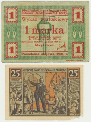 Bielnowice/Królewska Huta, 1-25 fenigów/marek 1921 (2 szt.)