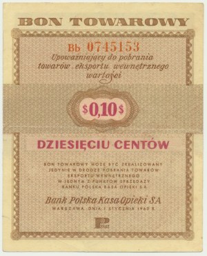 Pewex, 10 centesimi 1960 - Bb - senza clausola -.