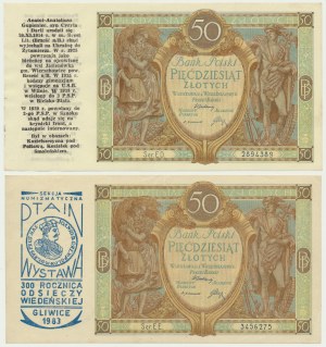 50 zloty 1929 - avec surcharges occasionnelles (2 sh.t)