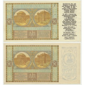 50 złotych 1929 - z nadrukami okolicznościowymi (2 sz.t)