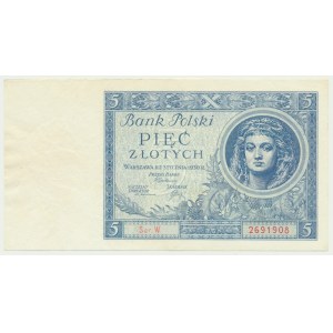 5 złotych 1930 - Ser.W - rzadka odmiana jednoliterowa
