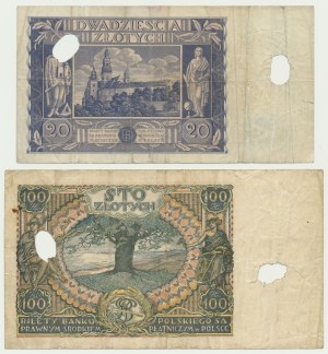 Set, 20-100 oro 1934-36 - ser. CZ. - Distruzioni (2 pezzi)