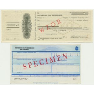 PKO checks, MODEL/SPECIMEN (2 pieces).