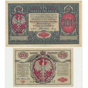 Set, 20-100 marks 1916 - General (2 pieces).
