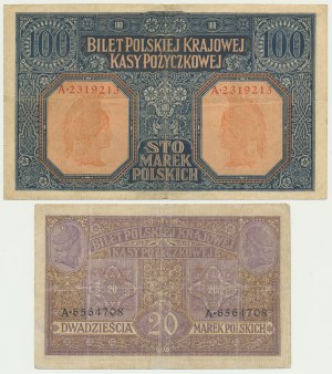 Set, 20-100 marks 1916 - General (2 pieces).