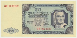 20 złotych 1948 - GH - papier prążkowany