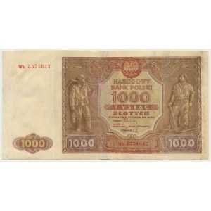 1 000 zloty 1946 - Wb. - rare série de remplacement