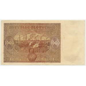 1 000 zloty 1946 - Wb. - rare série de remplacement