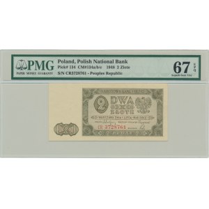 2 Zloty 1948 - CR - PMG 67 EPQ - seltene Serie aus echtem Umlauf