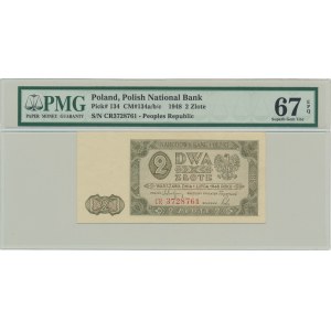 2 złote 1948 - CR - PMG 67 EPQ - rzadka seria z rzeczywistego obiegu