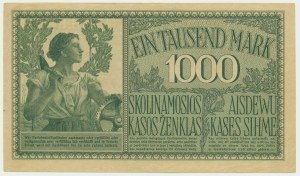 Kaunas, 1 000 marks 1918 - A - 7 chiffres - signatures vertes
