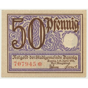 Danzig, 50 fenig 1919 - fialová -