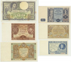 Zestaw, 5-500 złotych 1919-36 (6 szt.)