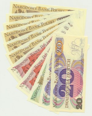 Zestaw, 20-500 złotych 1982-88 (11 szt.)